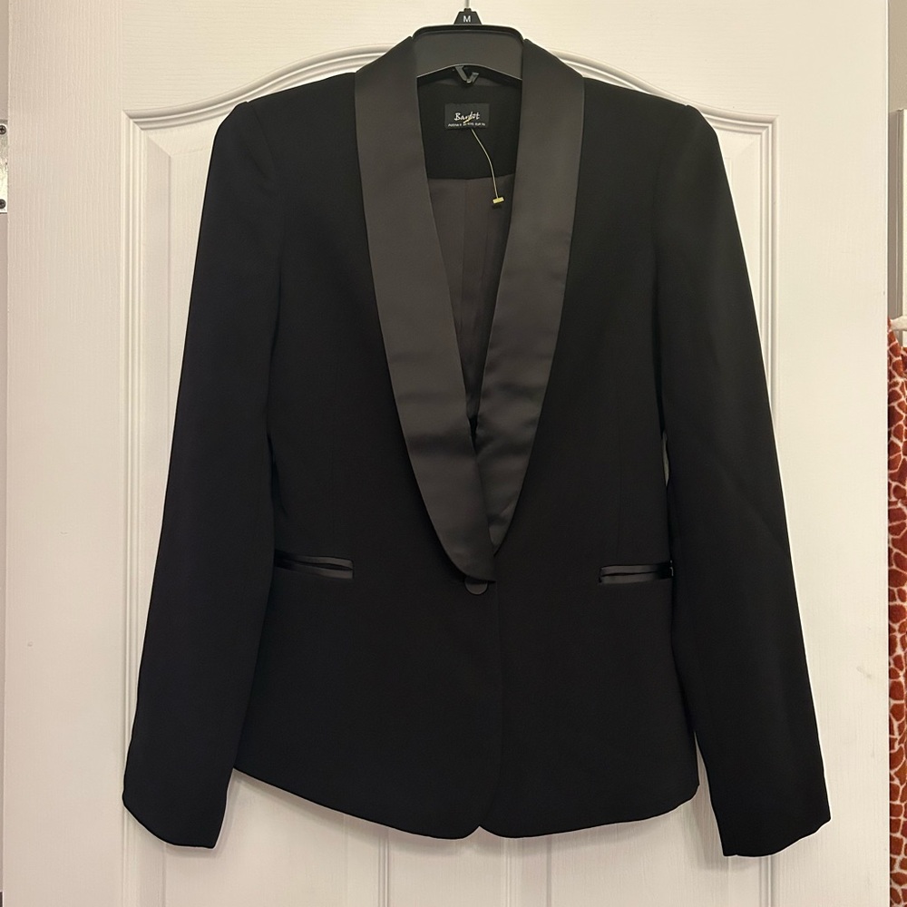 Bardot Black Blazer with Satin Trim—size XS
